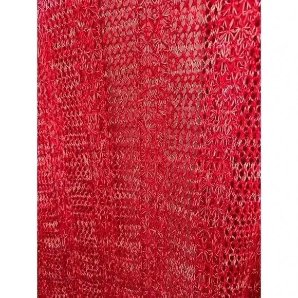 Faded Glory Open Knit Cardigan Short Sleeve Sweater Red Women's Size XL - Picture 3 of 5